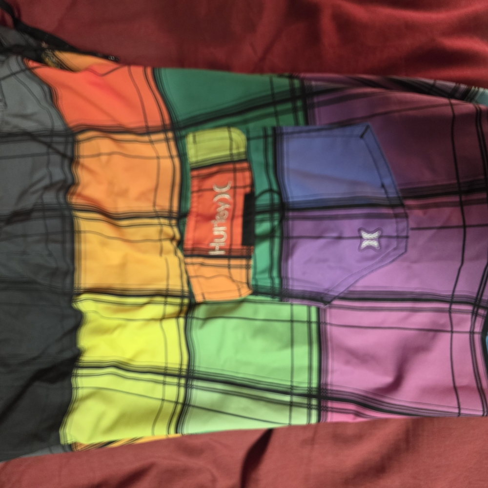 Hurley Multicolor Plaid Swim Trunks